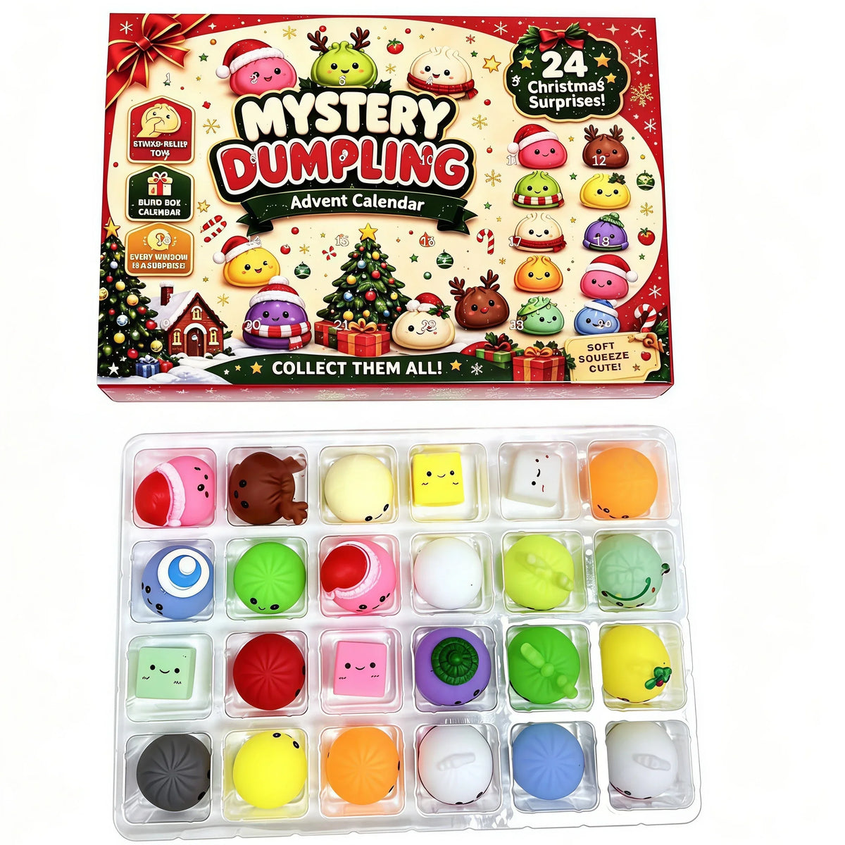 Mystery Dumpling Advent Calendar – 24 Days of Christmas Squishy Surprises