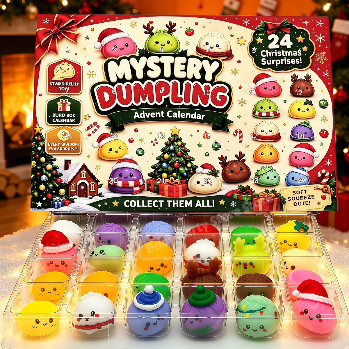 Mystery Dumpling Advent Calendar – 24 Days of Christmas Squishy Surprises