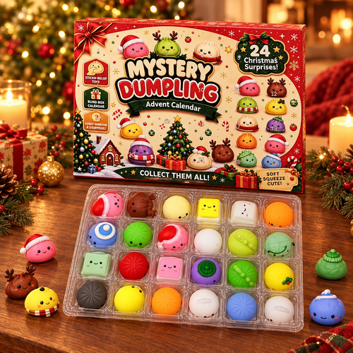 Dumpling squishy advent calendar gift box under the Christmas tree
