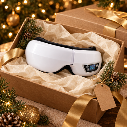 Heated eye massager in a gift box